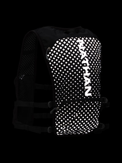Nathan Hypernight QuickStart 2.0 4 Liter Hydration Pack - Black - Reflective Detail View (Back of Vest)