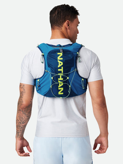 color:Deep Blue/Safety Yellow||seo:Nathan VaporAir 3.0 7 Liter Men's Hydration Pack - Deep Blue/Safety Yellow - On Model - Back View