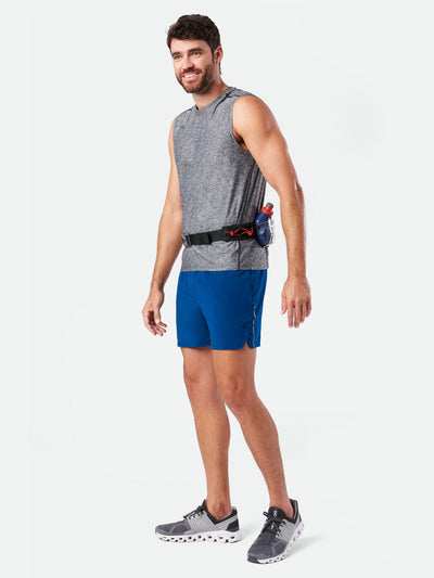 color:Black/Ribbon Red||seo:Nathan TrailMix Plus Hydration Belt 3.0 - Black/Ribbon Red - On Model - Three Quarter View