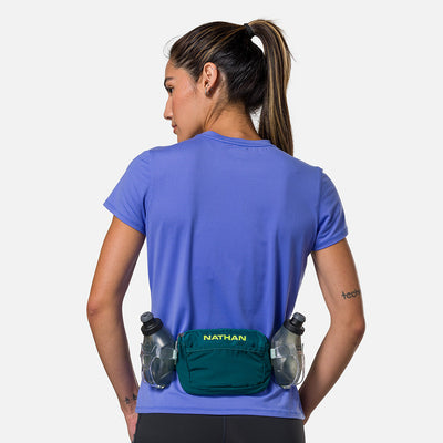 color:Deep Teal/Finish Lime||seo:Nathan TrailMix Plus Hydration Belt 3.0 - Deep Teal/Finish Lime - On Model - Back View