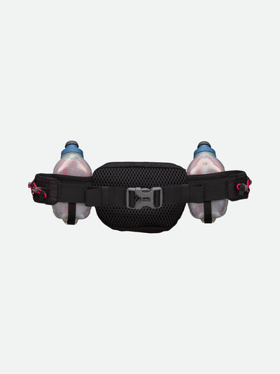 color:Black/Deep Blue||seo:Nathan TrailMix Plus Insulated Hydration Belt 3.0 - Black/Deep Blue - Front of Belt