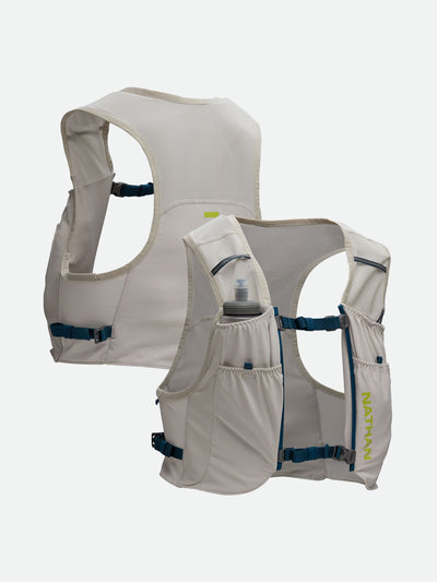 color:Vapor Grey||seo:Nathan Pinnacle FeatherLite 1.5 Liter Unisex Hydration Vest - Vapor Grey - Front & Back of Pack