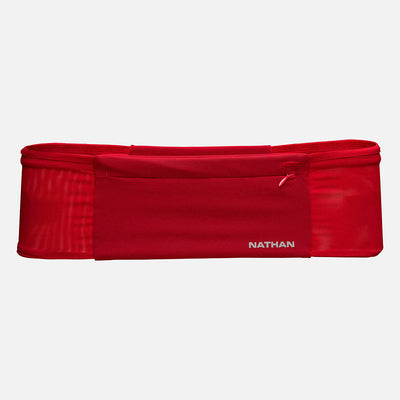 color:Ribbon Red/Reflective Silver||view:SKU Image Primary||seo: Nathan Zipster Max Training Waist Belt - Ribbon Red/Reflective Silver - Front of Belt