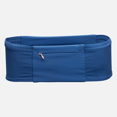 color:True Navy/Rose Gold||seo: Nathan Zipster Max Training Waist Belt - True Navy/Rose Gold - On Model - Back of Belt