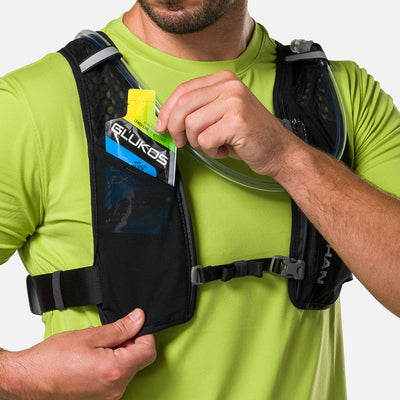 color:Black/Reflective Silver||seo:Nathan QuickStart 3.0 4 Liter Hydration Pack - Black/Reflective Silver - Model Pulling Glukos Liquid Energy Liquid Gel (Lemon Lime Flavor ) from Pouch