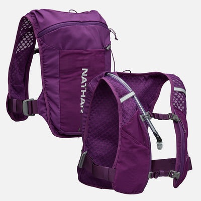 color:Imperial Purple/Reflective Silver||seo:Nathan QuickStart 3.0 4 Liter Hydration Pack - Imperial Purple/Reflective Silver - Front & Back of Pack