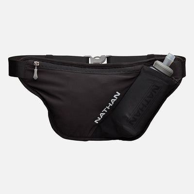 color:Black/Reflective Silver||view:sku image primary||seo:Nathan Pinnacle FeatherLite Unisex Hydration Waist Belt - Black/Reflective Silver - Front Hero View