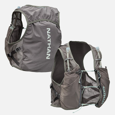 color:Charcoal/Surf Spray||seo:Nathan Pinnacle Breeze 4 Liter Women's Hydration Race Vest - Charcoal/Surf Spray - Front & Back of Pack