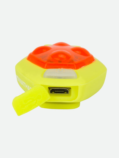 color:Safety Yellow||seo:Nathan HyperBrite RX Strobe Rechargeable LED Clip Light - Safety Yellow - Detail Shot with Charging Port Open