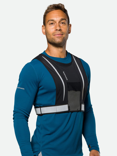 Nathan Hypernight Reflective Stash Vest – Black – On Model – Front View