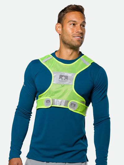 Nathan Streak Reflective Vest for Nighttime Visibility - Safety Yellow - On Model - Front View