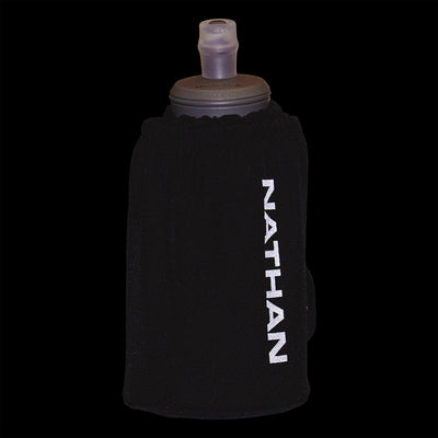color:Black/Reflective Silver||seo:Nathan Pinnacle Soft 18oz Flask Handheld  - Black/Reflective Silver - Detail View of Reflective Highlights on Handheld