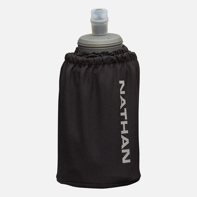 color:Black/Reflective Silver||view:sku image primary||seo:Nathan Pinnacle Soft 18oz Flask Handheld  - Black/Reflective Silver - Front Hero View