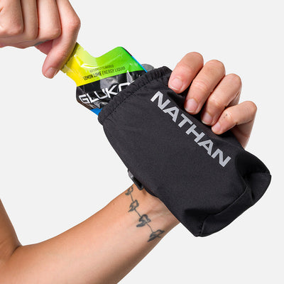 color:Black/Reflective Silver||seo:Nathan Pinnacle Soft 18oz Flask Handheld  - Black/Reflective Silver - Model Pulling Glukos Energy Gel (Lemon Lime Flavor ) from Pouch