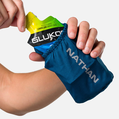 color:Sailor Blue/Reflective Silver||seo:Nathan Pinnacle Soft 18oz Flask Handheld  - Sailor Blue/Reflective Silver - Model Pulling Glukos Energy Gel (Lemon Lime Flavor ) from Pouch