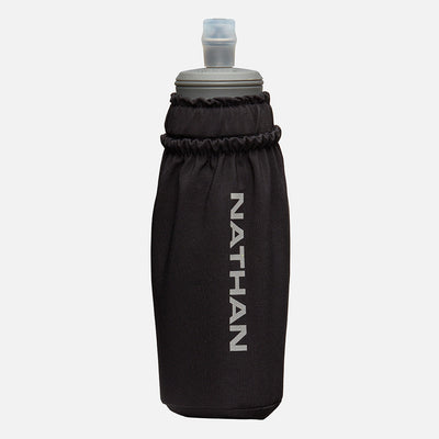 color:Black/Reflective Silver||view:sku image primary||seo:Nathan Pinnacle Soft 14oz Flask Handheld - Black/Reflective Silver - Front Hero View