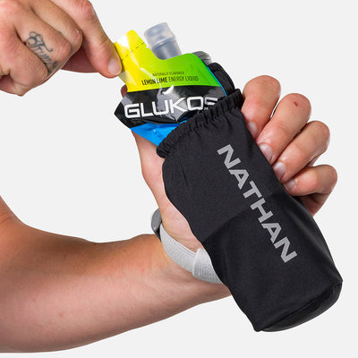 color:Black/Reflective Silver||seo:Nathan Pinnacle Soft 14oz Flask Handheld - Black/Reflective Silver - Model Pulling Glukos Energy Liquid Gel (Lemon Lime Flavor ) from Pouch