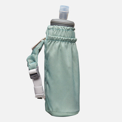 color:Sage Green/Reflective Silver||seo:Nathan Pinnacle Soft 14oz Flask Handheld - Sage Green/Reflective Silver - Side View