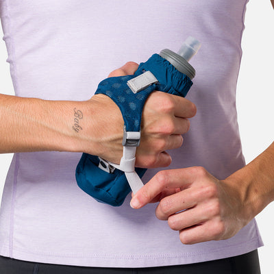 color:Sailor Blue/Reflective Silver||seo:Nathan Pinnacle Soft 14oz Flask Handheld - Sailor Blue/Reflective Silver - Model Tightening Strap for Better Fit