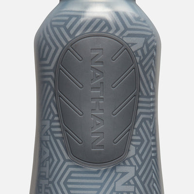 color:Ribbon Red/Reflective Silver||seo:Nathan SpeedDraw 2 Insulated 18oz Handheld Flask - Ribbon Red/Reflective Silver - Detail View of Flask Bottle