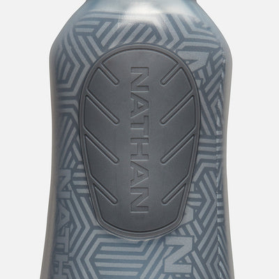 color:Deep Teal/Reflective Silver||seo:Nathan SpeedDraw 2 Insulated 18oz Handheld Flask - Deep Teal/Reflective Silver - Detail View of Flask Bottle
