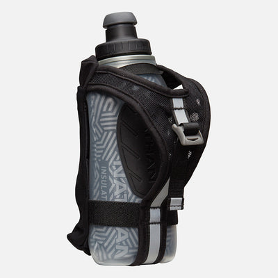 color:Black/Reflective Silver||view:sku image back||seo:Nathan SpeedDraw 2 Insulated 12oz Handheld Flask - Black/Reflective Silver - Back View