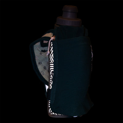 color:Deep Teal/Reflective Silver||seo:Nathan SpeedDraw 2 Insulated 12oz Handheld Flask - Deep Teal/Reflective Silver - Detail View of Reflective Highlights on Handheld