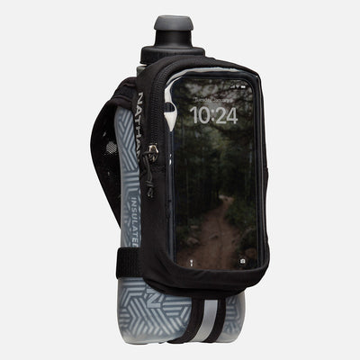 color:Black/Reflective Silver||view:sku image primary||seo:Nathan SpeedDraw 2 View Insulated 18oz Handheld Flask  - Black/Reflective Silver - Front Hero View