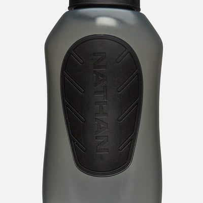 color:Black/Reflective Silver||seo:Nathan SpeedDraw 2 12oz Flask - Black/Reflective Silver - Detail View of Flask Bottle