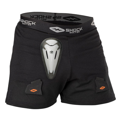 Shock Doctor Men's Loose Hockey Short with BioFlex Cup - Black - Front View