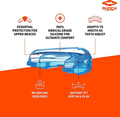 Shock Doctor Blue Braces Strapless Mouthguard for Youth and Adult Athletes - Tech Callouts