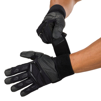 Cutters Sports Force 5.0 Black Lineman Football Gloves - Youth Football Player Tightening Straps for Better Fit