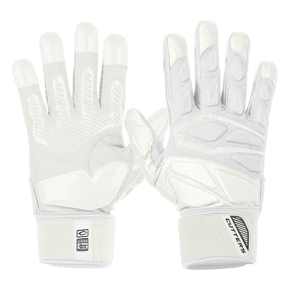 Cutters Sports Force 5.0 White Lineman Football Gloves - Ideal For 7v7, Youth, High School, and Collegiate Play