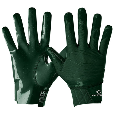 Cutters Sports Rev Pro 5.0 Solid Receiver Gloves - Dark Green - Front and Back of Glove