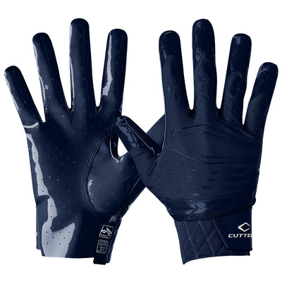 Cutters Sports Rev Pro 5.0 Solid Receiver Gloves - Navy Blue - Front and Back of Glove