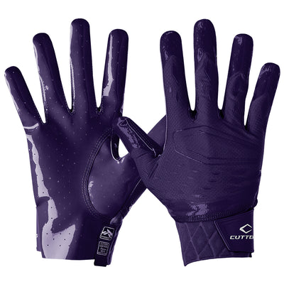Cutters Sports Rev Pro 5.0 Solid Receiver Gloves - Purple - Front and Back of Glove