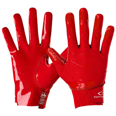 Cutters Sports Rev Pro 5.0 Solid Receiver Gloves - Red - Front and Back of Glove