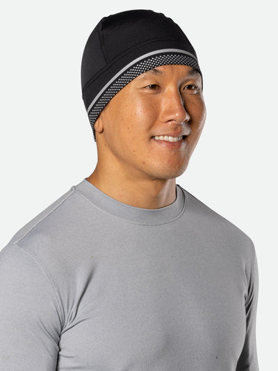 Nathan HyperNight Reflective Safety Beanie - Black - On Model - Side View