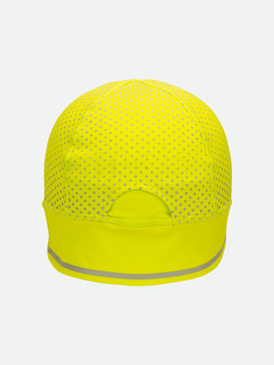 Nathan HyperNight Reflective Ponytail Safety Beanie - Hi Vis Yellow - Back View