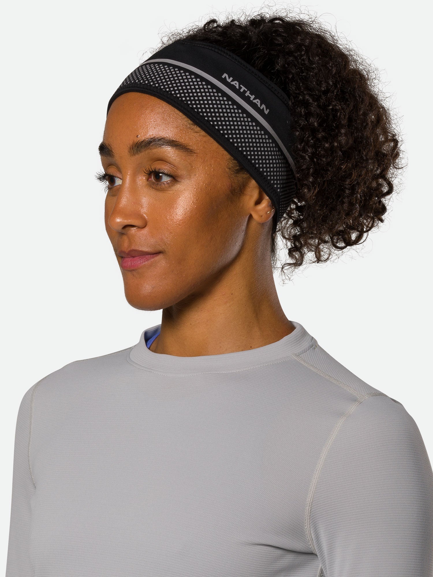 Nathan HyperNight Reflective Safety Headband - Black - On Model - Front View