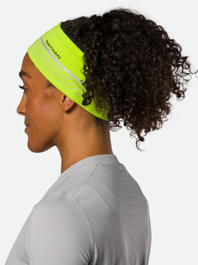 Nathan HyperNight Reflective Safety Headband - Hi Vis Yellow - On Model - Back Side View
