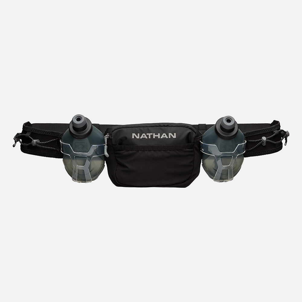 color:Black/Reflective Silver||view:sku image primary||seo:Nathan TrailMix Plus Hydration Belt 3.0 - Black/Reflective Silver - Back of Belt (Hero View)