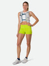 color:Vapor Grey||seo:Nathan Pinnacle FeatherLite 1.5 Liter Unisex Hydration Vest - Vapor Grey - Female Runner Three Quarter View