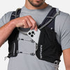 color:Black/Reflective Silver||seo:Nathan Pinnacle Pro 12 Liter Unisex Hydration Race Vest - Black/Reflective Silver - Male Runner Pulling iPhone From Front Storage Pocket