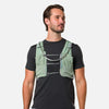 color:Sage Green/Reflective Silver||view:sku image back||seo:Nathan Pinnacle Pro 12 Liter Unisex Hydration Race Vest - Sage Green/Reflective Silver - Male Runner Front View