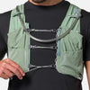 color:Sage Green/Reflective Silver||seo:Nathan Pinnacle Pro 12 Liter Unisex Hydration Race Vest - Sage Green/Reflective Silver - Model Adjusting Sternum Slider Cord System