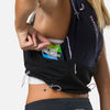 color:Black/Lilac Breeze||seo:Nathan Pinnacle Pro 12 Liter Women's Hydration Race Vest - Black/Lilac Breeze - Female Runner Pulling Glukos Energy Gel (Lemon Lime Flavor) From Easy-Access Kangaroo Pocket
