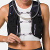 color:Black/Lilac Breeze||seo:Nathan Pinnacle Pro 12 Liter Women's Hydration Race Vest - Black/Lilac Breeze - Model Adjusting Sternum Slider Cord System