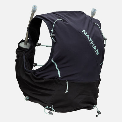 color:Black/Surf Spray||view:sku image primary||seo:Nathan Pinnacle Pro 6 Liter Women's Hydration Race Vest - Black/Surf Spray - Back of Pack