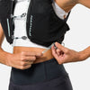 color:Black/Surf Spray||seo:Nathan Pinnacle Pro 6 Liter Women's Hydration Race Vest - Black/Surf Spray - Model Adjusting QuickFit Size System to Adjust Around Her Body